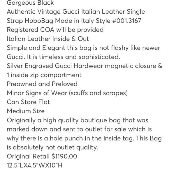 💥💥💥SOLD💥💥💥 Vintage Gucci Italian Leather Tote Hobo Bag - Picture 8 of 8